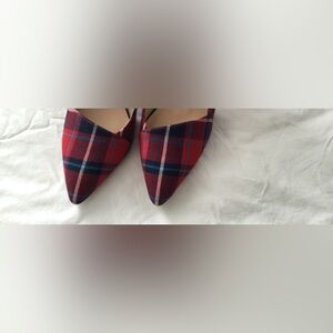 Red and Blue Plaid Flats for Casual Occasions